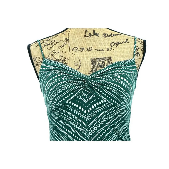 BCBGeneration Dress Women Extra Small‎ Green White Sundress Spaghetti Straps - Picture 4 of 9